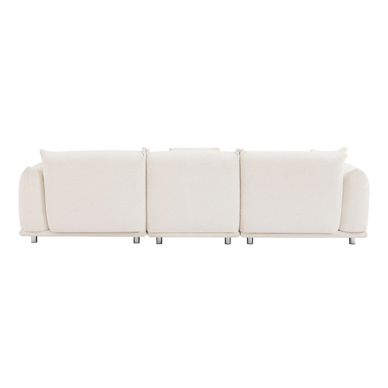 111" Oversized 3-Seater Sofa with Metal Legs – Black Sherpa