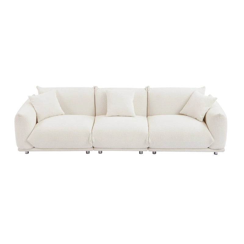 111" Oversized 3-Seater Sofa with Metal Legs – Black Sherpa