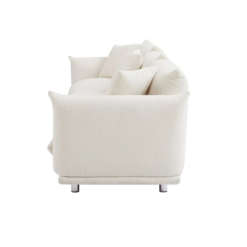 111" Oversized 3-Seater Sofa with Metal Legs – Black Sherpa