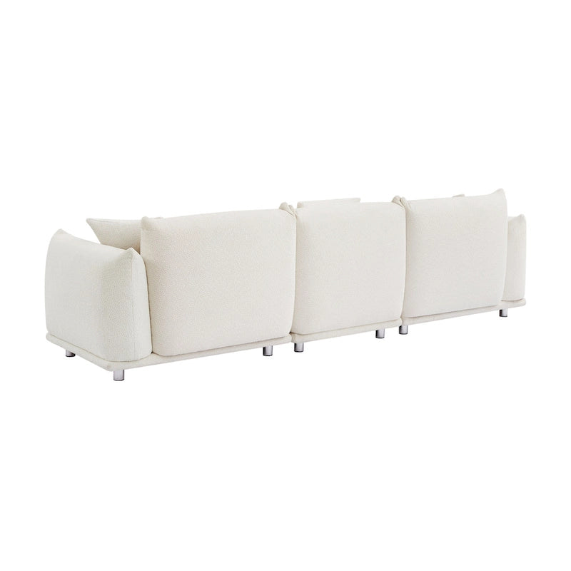 111" Oversized 3-Seater Sofa with Metal Legs – Black Sherpa