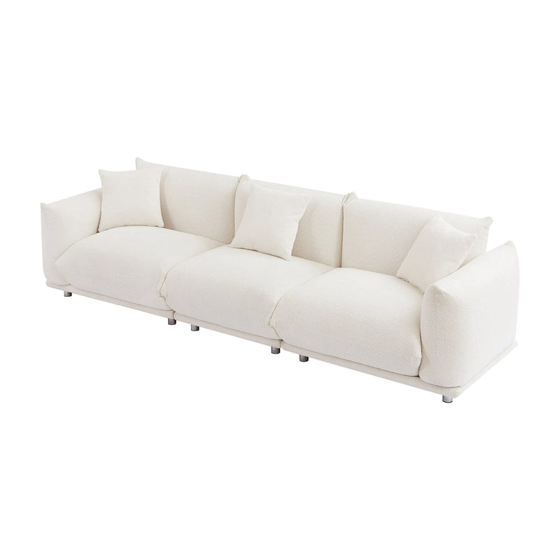 111" Oversized 3-Seater Sofa with Metal Legs – Black Sherpa