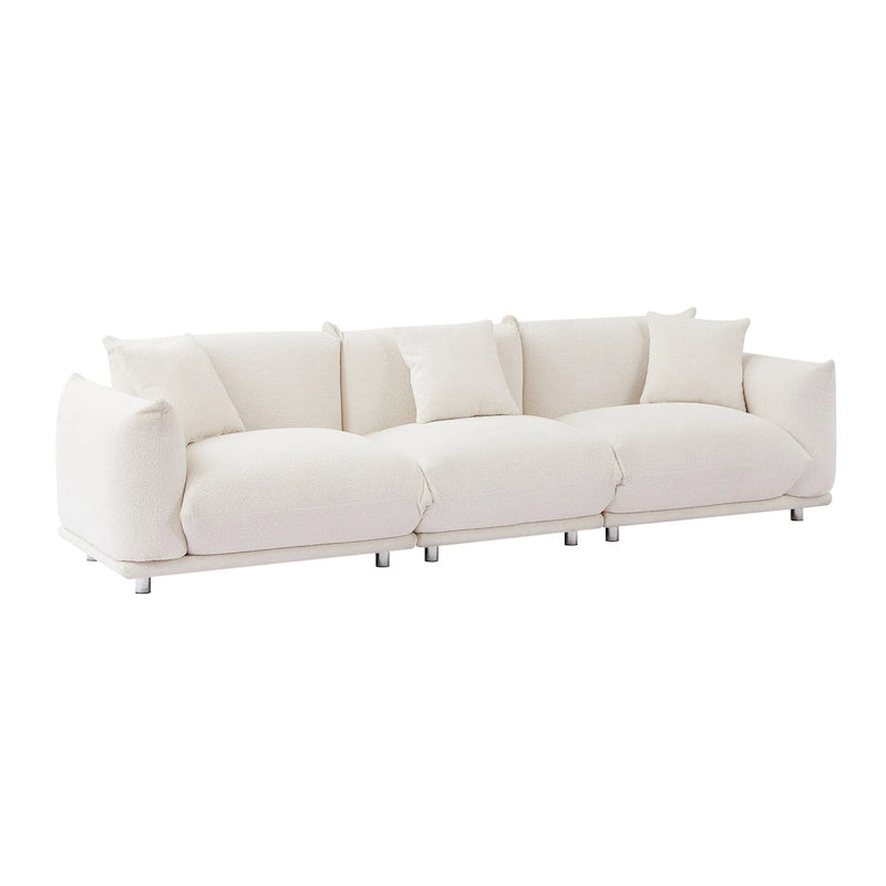 111" Oversized 3-Seater Sofa with Metal Legs – Black Sherpa