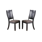 Dark Coffee Fabric Upholstered Side Chairs, Black(Set of 2)