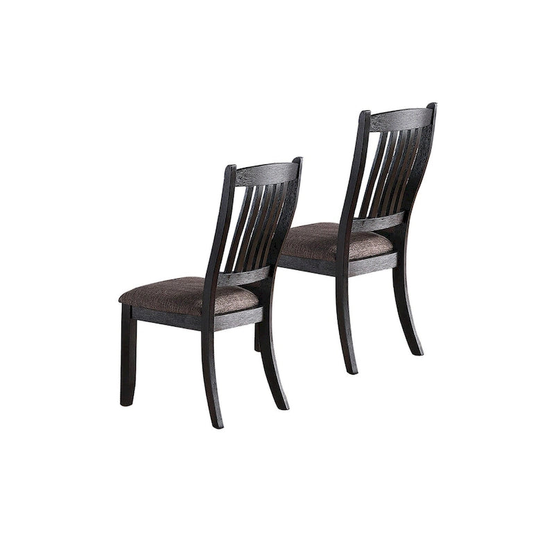Upholstered Dining Side Chairs in Dark Coffee Fabric, Set of 2