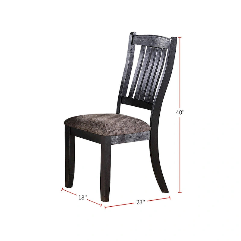 Upholstered Dining Side Chairs in Dark Coffee Fabric, Set of 2