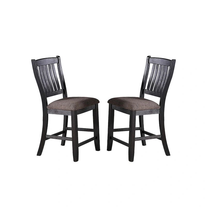 Upholstered Dining Side Chairs in Dark Coffee Fabric, Set of 2
