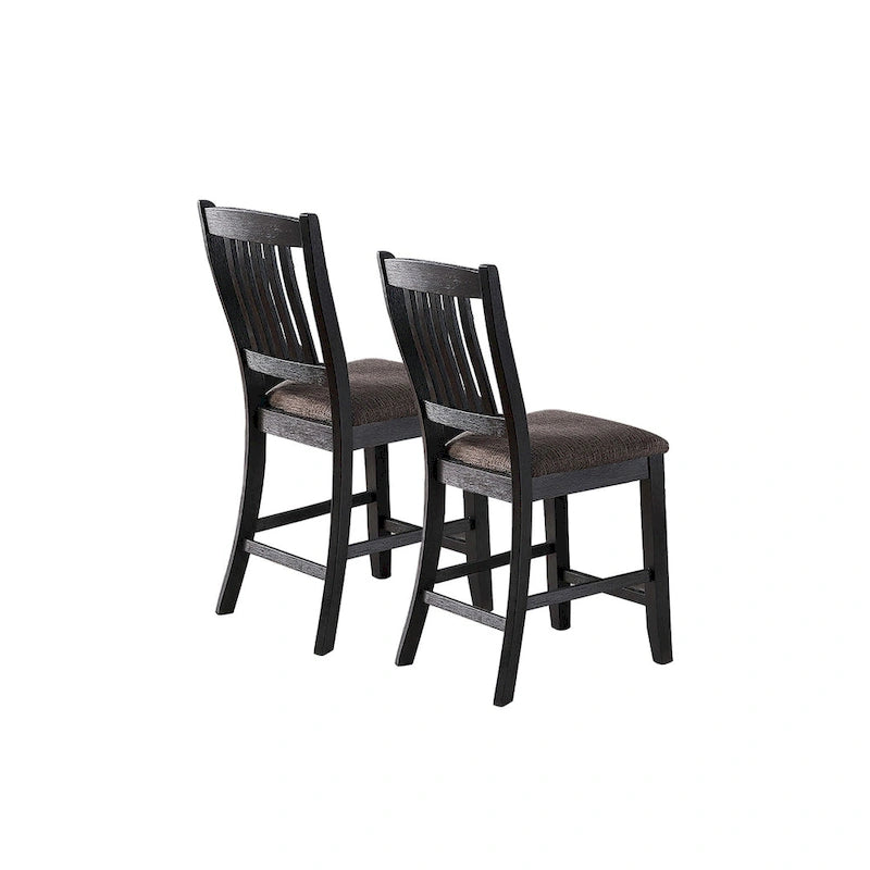 Upholstered Dining Side Chairs in Dark Coffee Fabric, Set of 2
