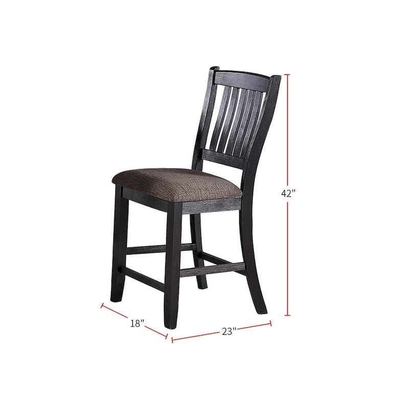 Upholstered Dining Side Chairs in Dark Coffee Fabric, Set of 2