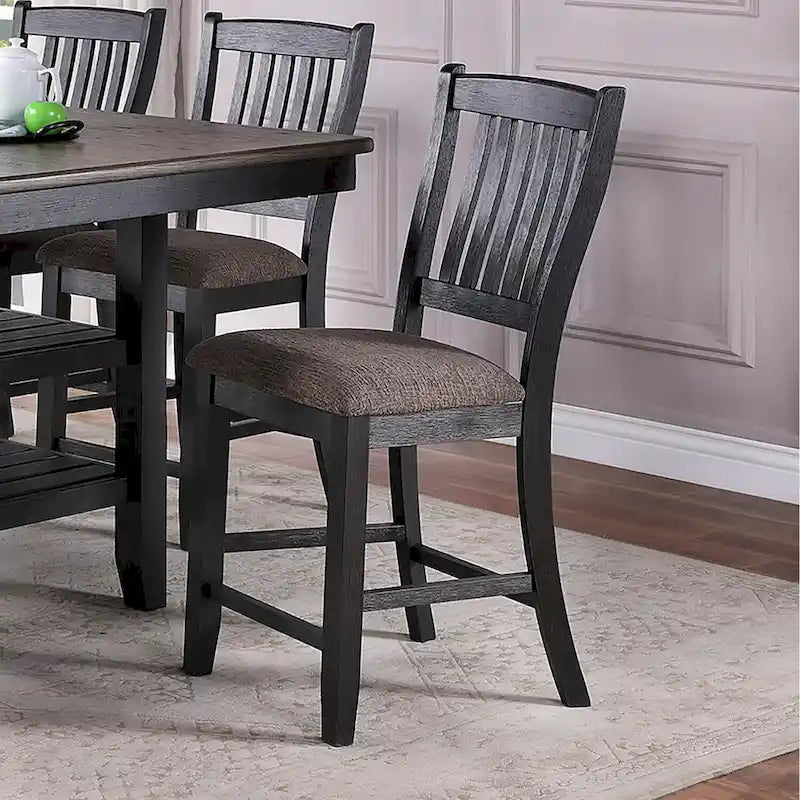 Upholstered Dining Side Chairs in Dark Coffee Fabric, Set of 2