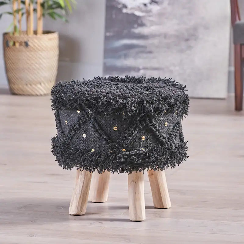 Roja Handcrafted Boho Fabric Stool by 