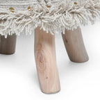 Boho Fabric Stool with Eucalyptus Wood Base