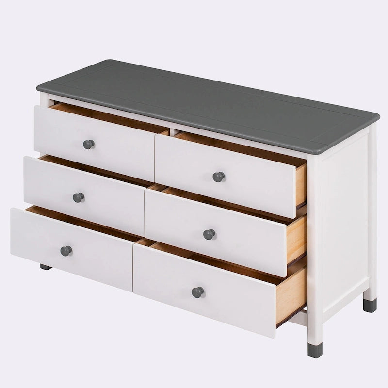 6-Drawer Storage Dresser with Weathered Finish