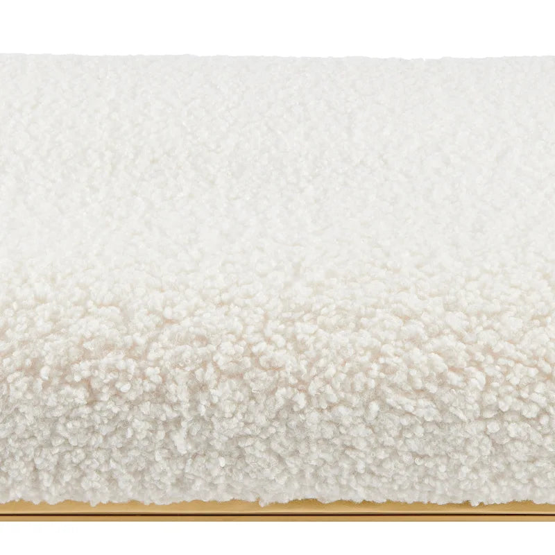 Faux Shearling Upholstered Bench with 2-Shelf Storage