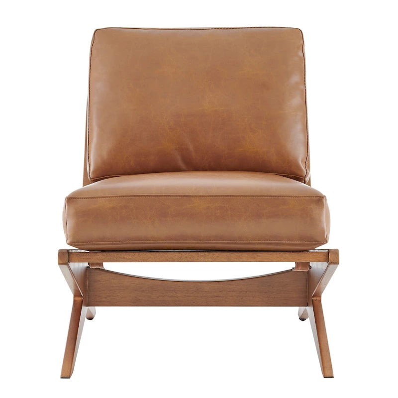 Mid-Century Style Accent Chair – Engineered Wood Frame + Polyester Fabric
