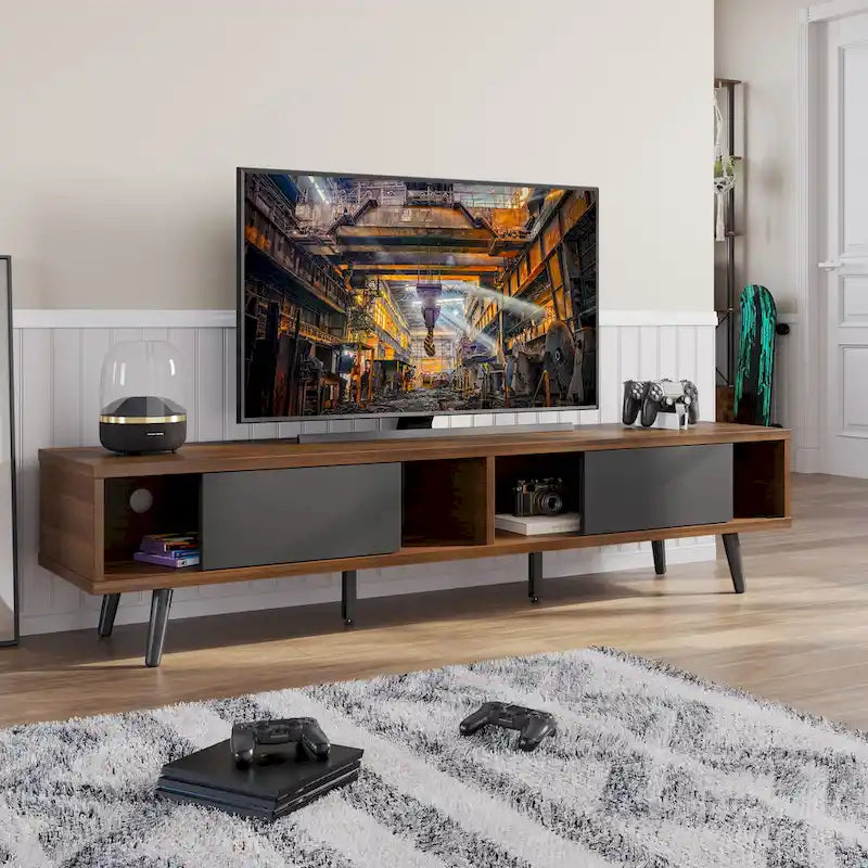 TV Stand for TVs up to 75" – Mid-Century Entertainment Center Console, 70 Inches