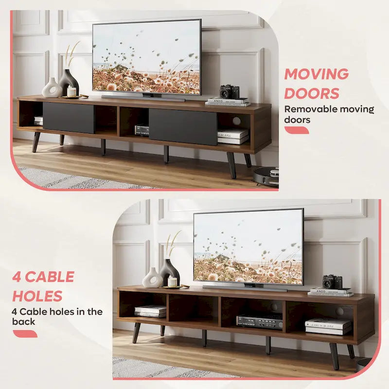 TV Stand for TVs up to 75" – Mid-Century Entertainment Center Console, 70 Inches
