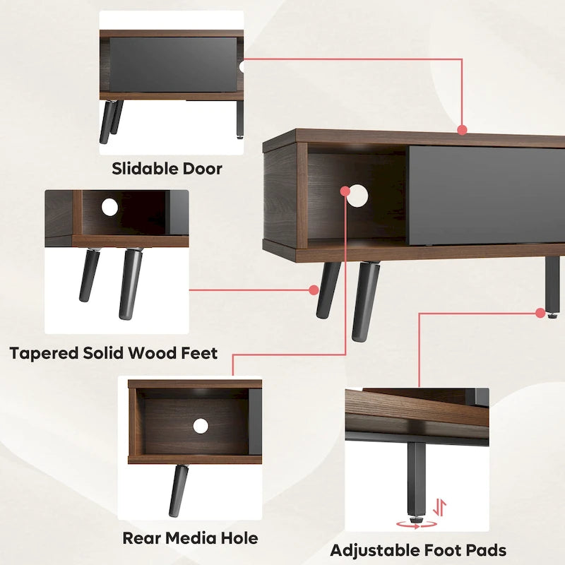 TV Stand for TVs up to 75" – Mid-Century Entertainment Center Console, 70 Inches