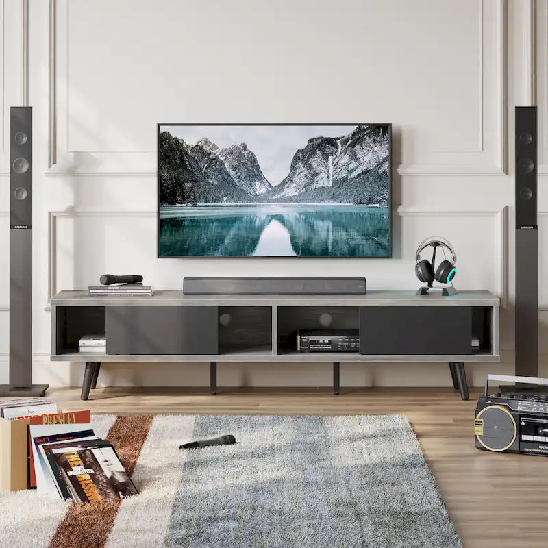 TV Stand for TVs up to 75" – Mid-Century Entertainment Center Console, 70 Inches