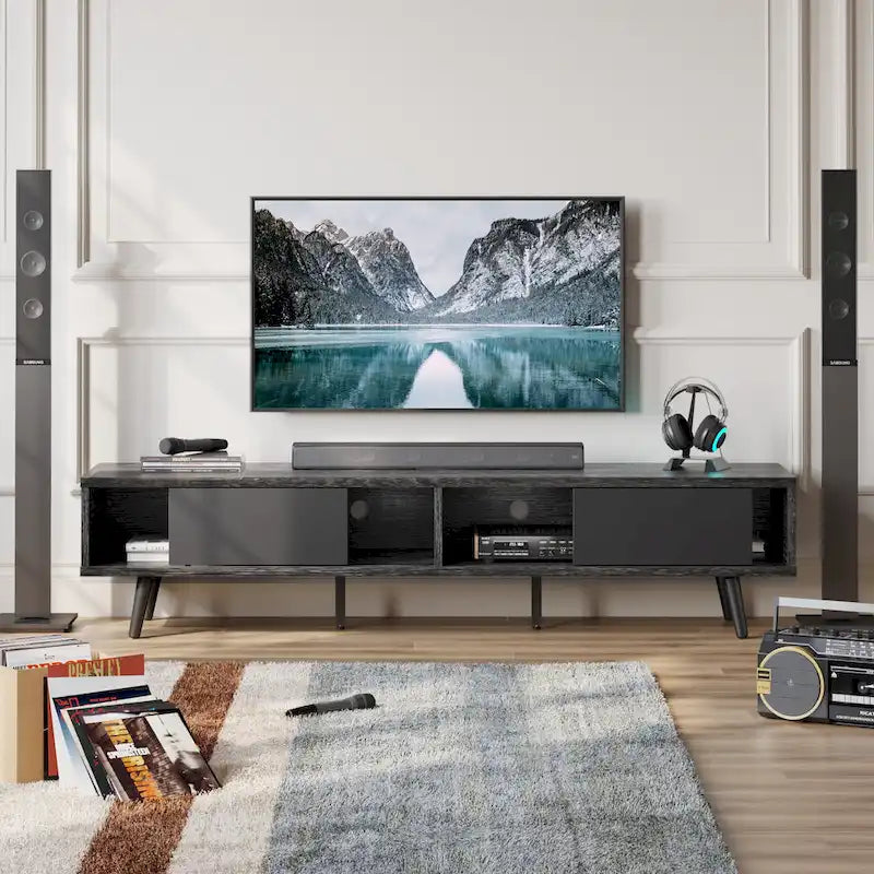 TV Stand for TVs up to 75" – Mid-Century Entertainment Center Console, 70 Inches