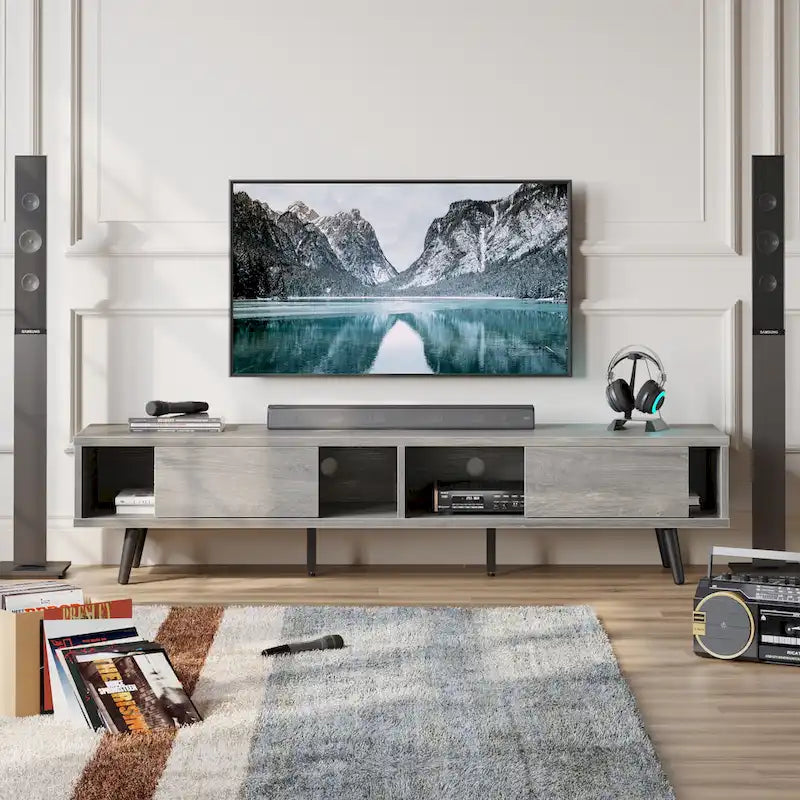 TV Stand for TVs up to 75" – Mid-Century Entertainment Center Console, 70 Inches