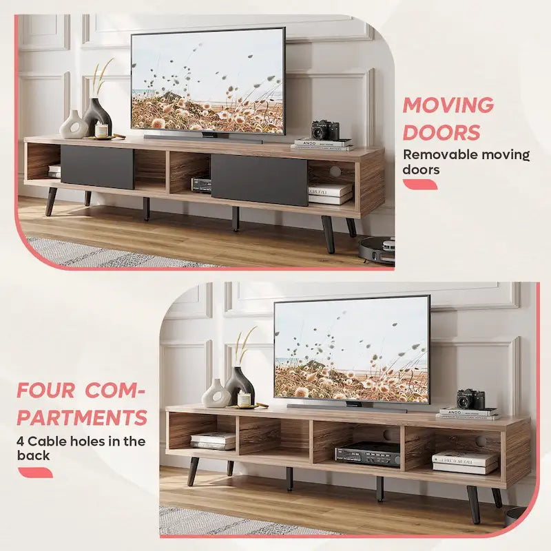 TV Stand for TVs up to 75" – Mid-Century Entertainment Center Console, 70 Inches
