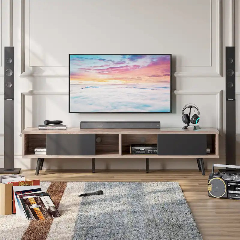 TV Stand for TVs up to 75" – Mid-Century Entertainment Center Console, 70 Inches