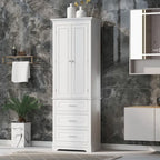 Tall Bathroom Storage Cabinet with 3 Drawers – White