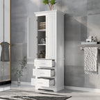 Tall Bathroom Storage Cabinet with 3 Drawers – White