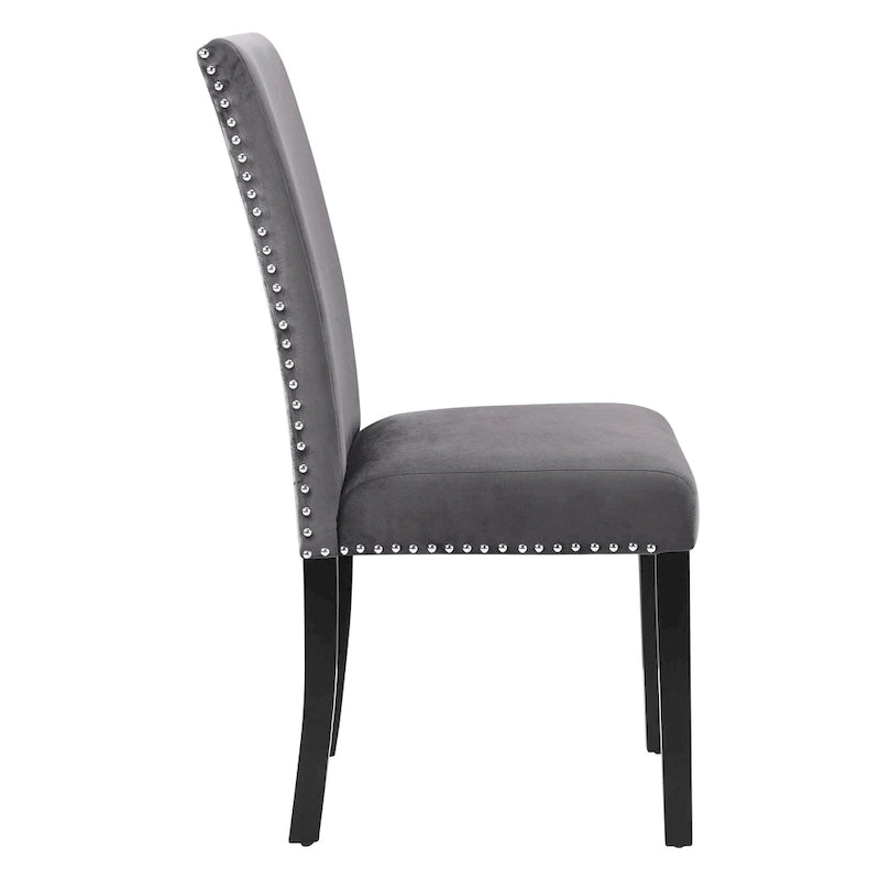 Velvet Dining Chair with Nailhead Trim, Set of 2