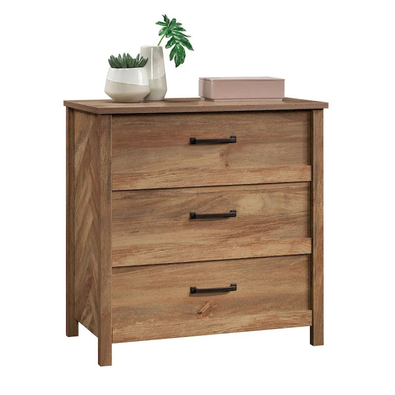3-Drawer Chest with Herringbone Side Panels