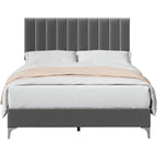 Bed Frame, with Adjustable Headboard, No Box Spring Needed, Load Up to 800Lbs