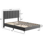 Bed Frame with Adjustable Velvet Headboard – 800 lb Capacity