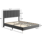 Bed Frame with Adjustable Velvet Headboard – 800 lb Capacity