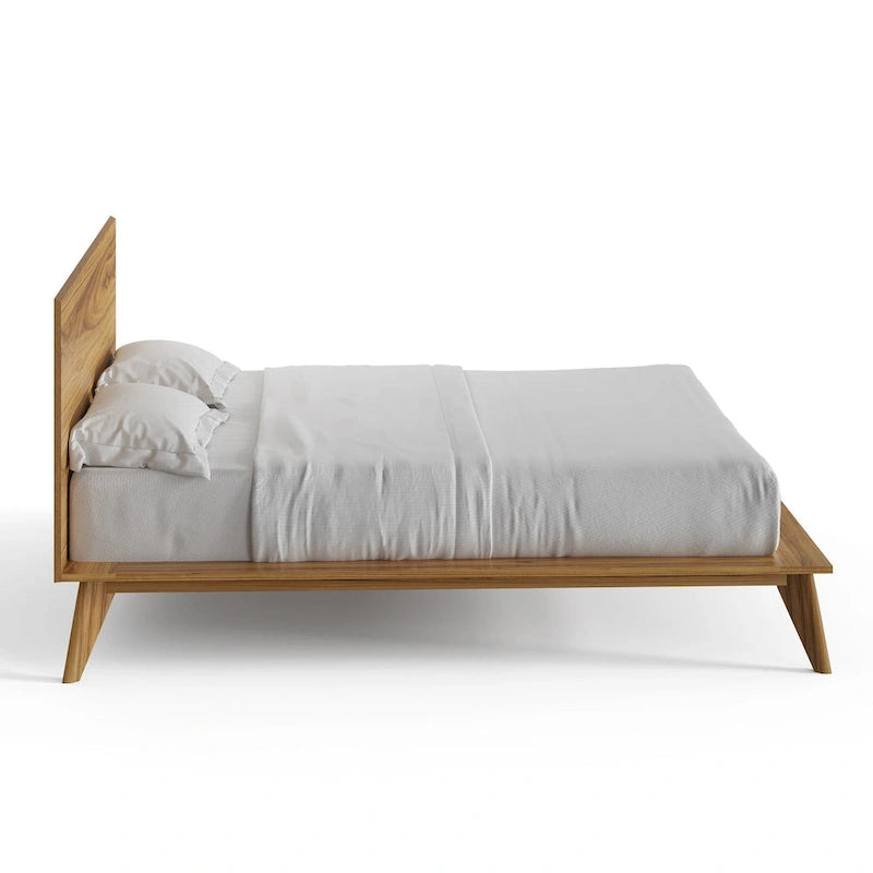King Size Platform Bed with Wood Headboard