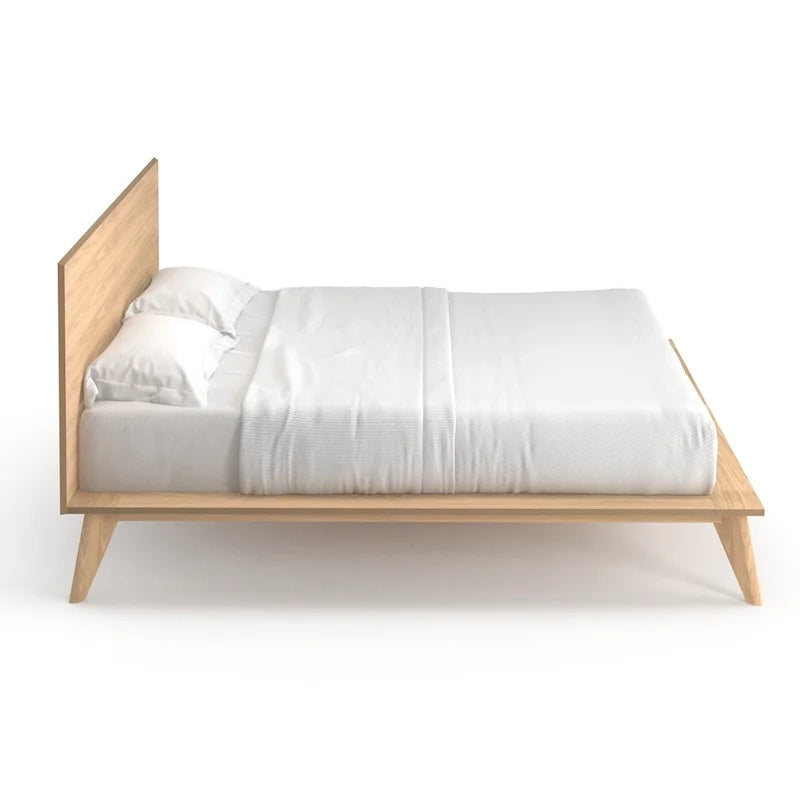 King Size Platform Bed with Wood Headboard