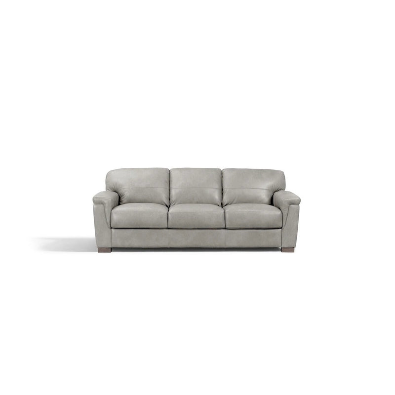 91" Gray Faux Leather Sofa With Black Legs