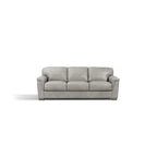 91" Gray Faux Leather Sofa With Black Legs