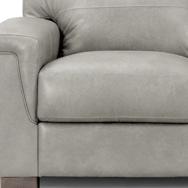 91" Gray Faux Leather Sofa With Black Legs
