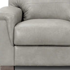 91" Gray Faux Leather Sofa With Black Legs