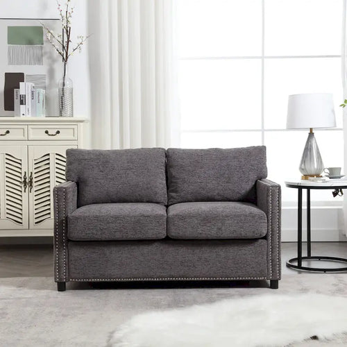 2-Seat Chenille Fabric Loveseat with Side Storage Pockets