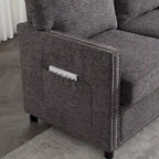 2-Seat Chenille Fabric Loveseat with Side Storage Pockets
