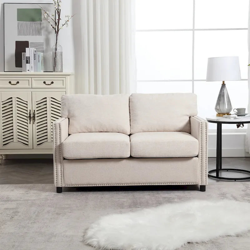 2-Seat Chenille Fabric Loveseat with Side Storage Pockets