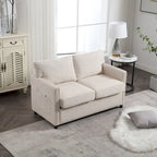 2-Seat Chenille Fabric Loveseat with Side Storage Pockets