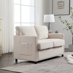 2-Seat Chenille Fabric Loveseat with Side Storage Pockets