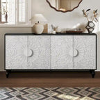 Storage Cabinet with Carved Symmetrical Door Design