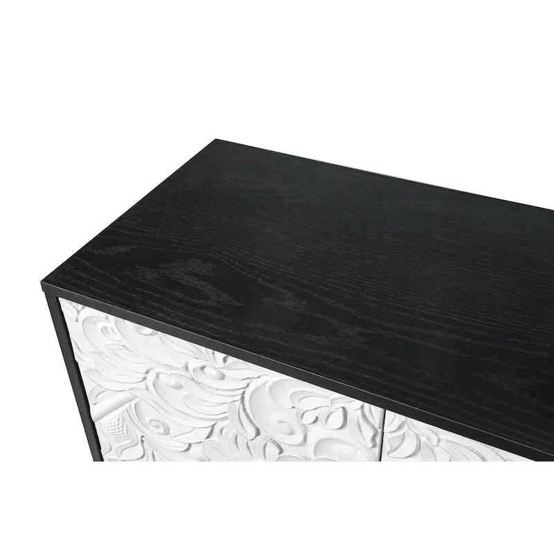 Storage Cabinet with Carved Symmetrical Door Design