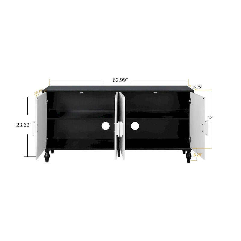 Storage Cabinet with Carved Symmetrical Door Design
