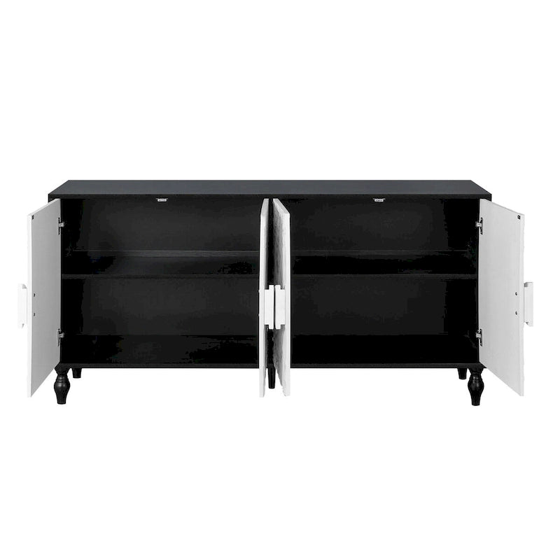 Storage Cabinet with Carved Symmetrical Door Design