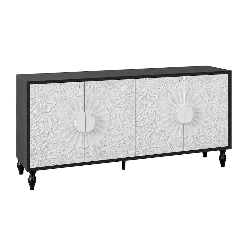 Storage Cabinet with Carved Symmetrical Door Design