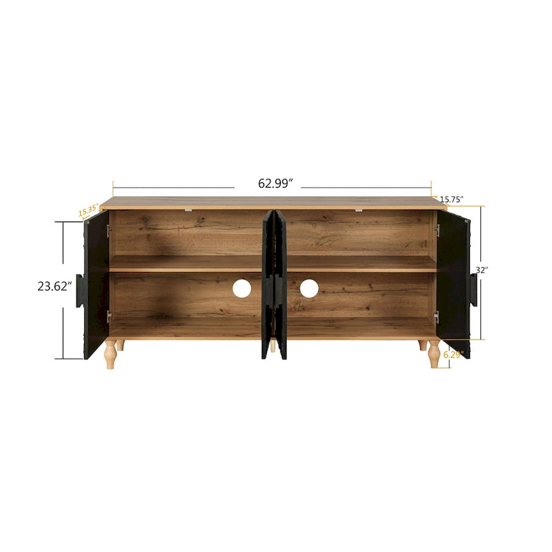 Storage Cabinet with Carved Symmetrical Door Design